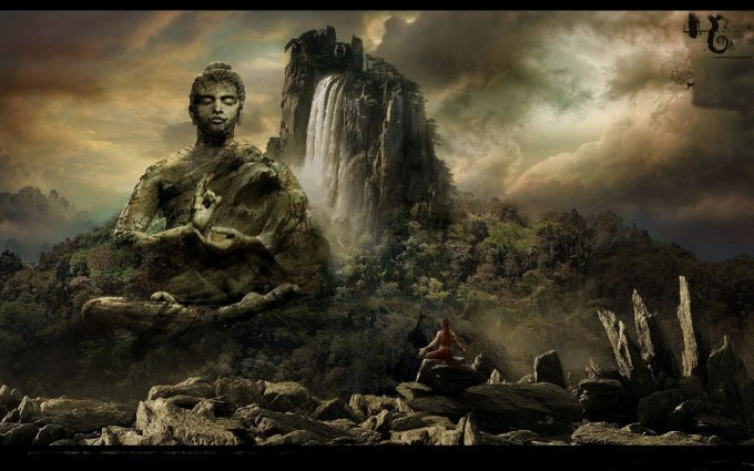 Buddha Wallpaper pictures HD waterfall mountain