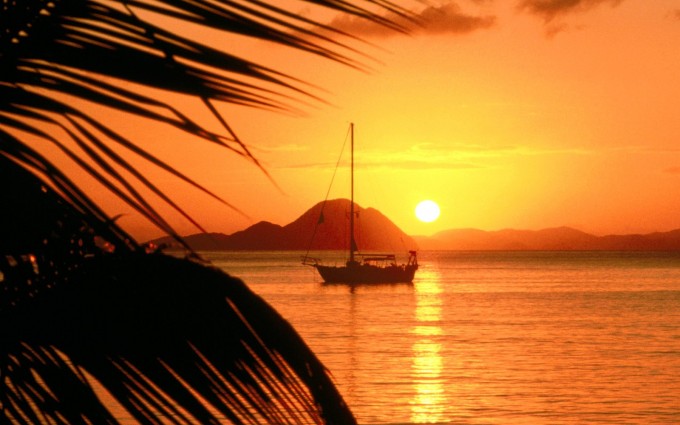 sunset beach wallpapers boat