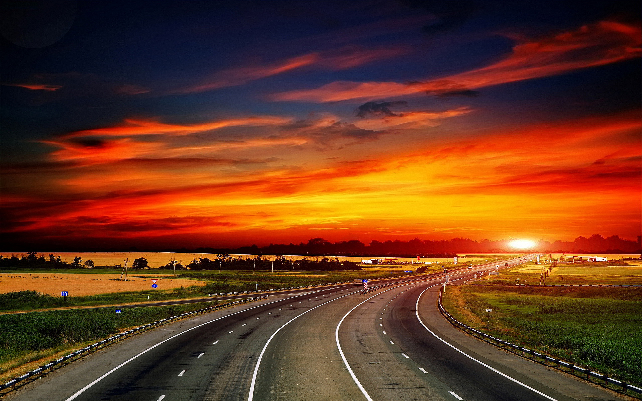 beautiful sunset wallpaper road