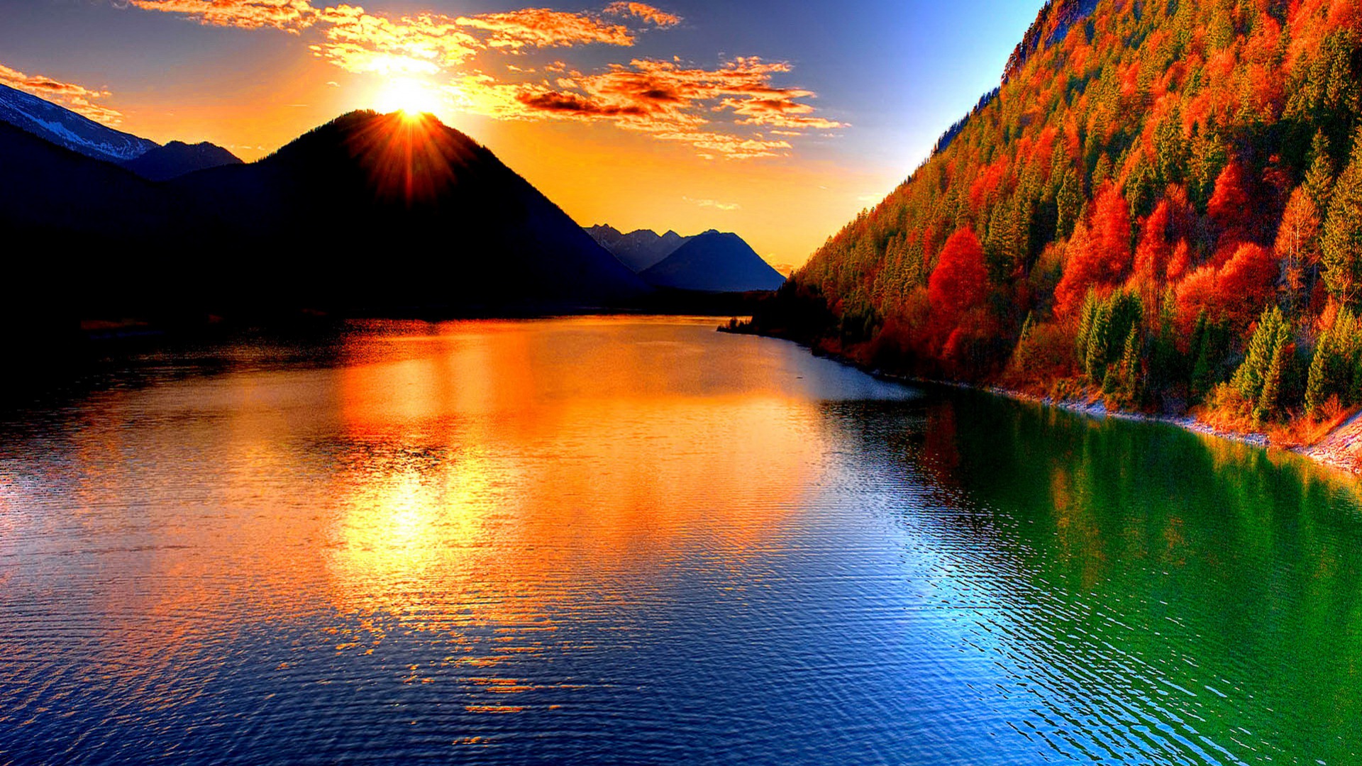 beautiful wallpaper sunset river
