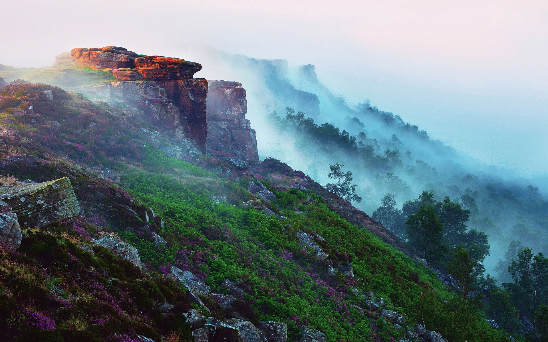mountain wallpaper fog