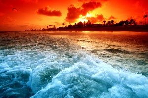 ocean wave wallpapers sunset