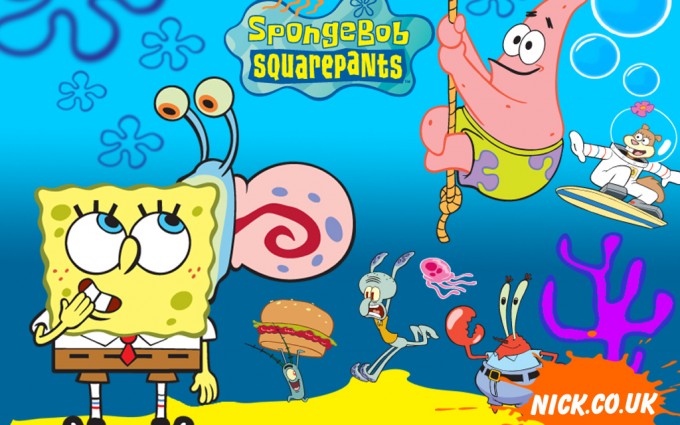 SpongeBob SquarePants wallpapers HD blue background with friends