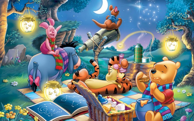 Winnie The Pooh Wallpapers HD night picnic stars