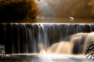landscape wallpaper autumn waterfall