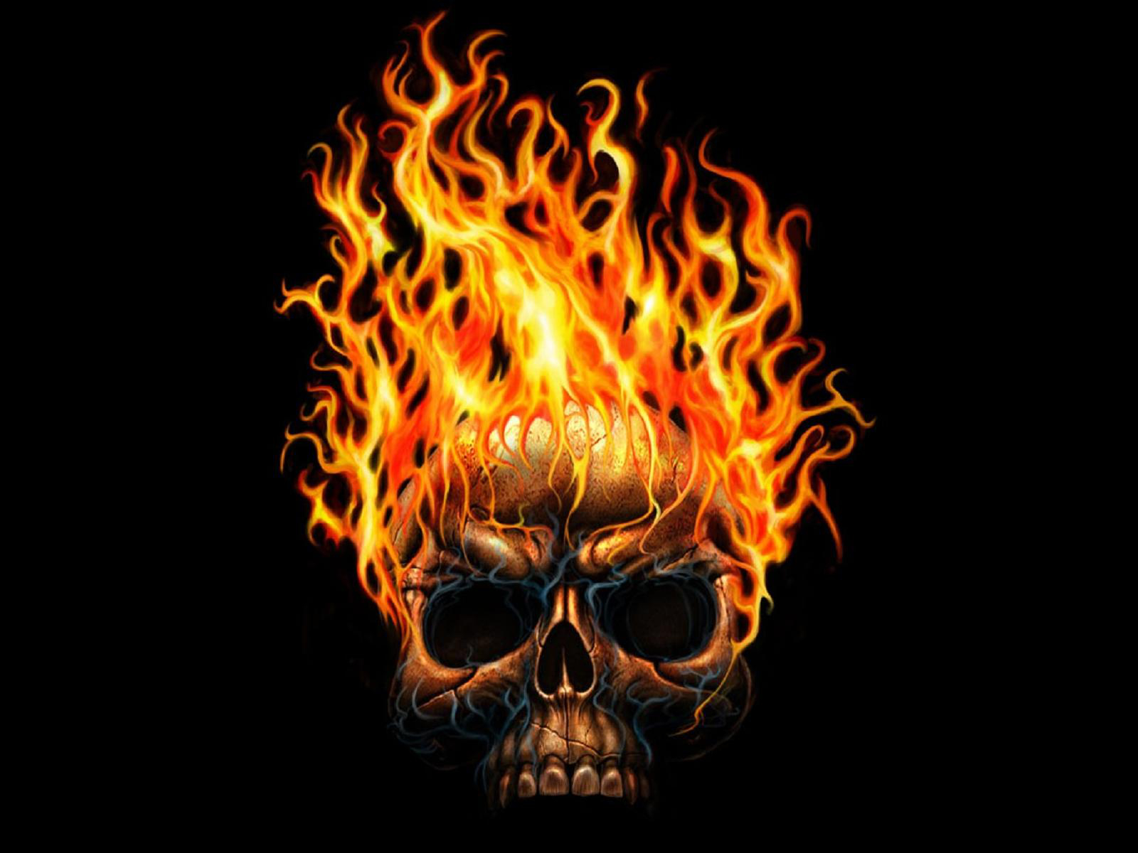 fire wallpaper skull