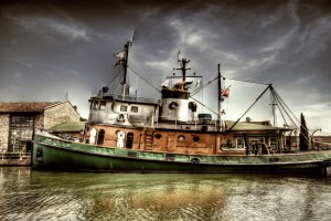 retro wallpaper boat