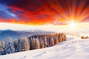 snow scene wallpaper sunset