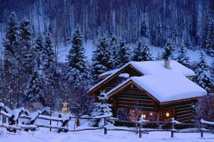 snow wallpaper hut