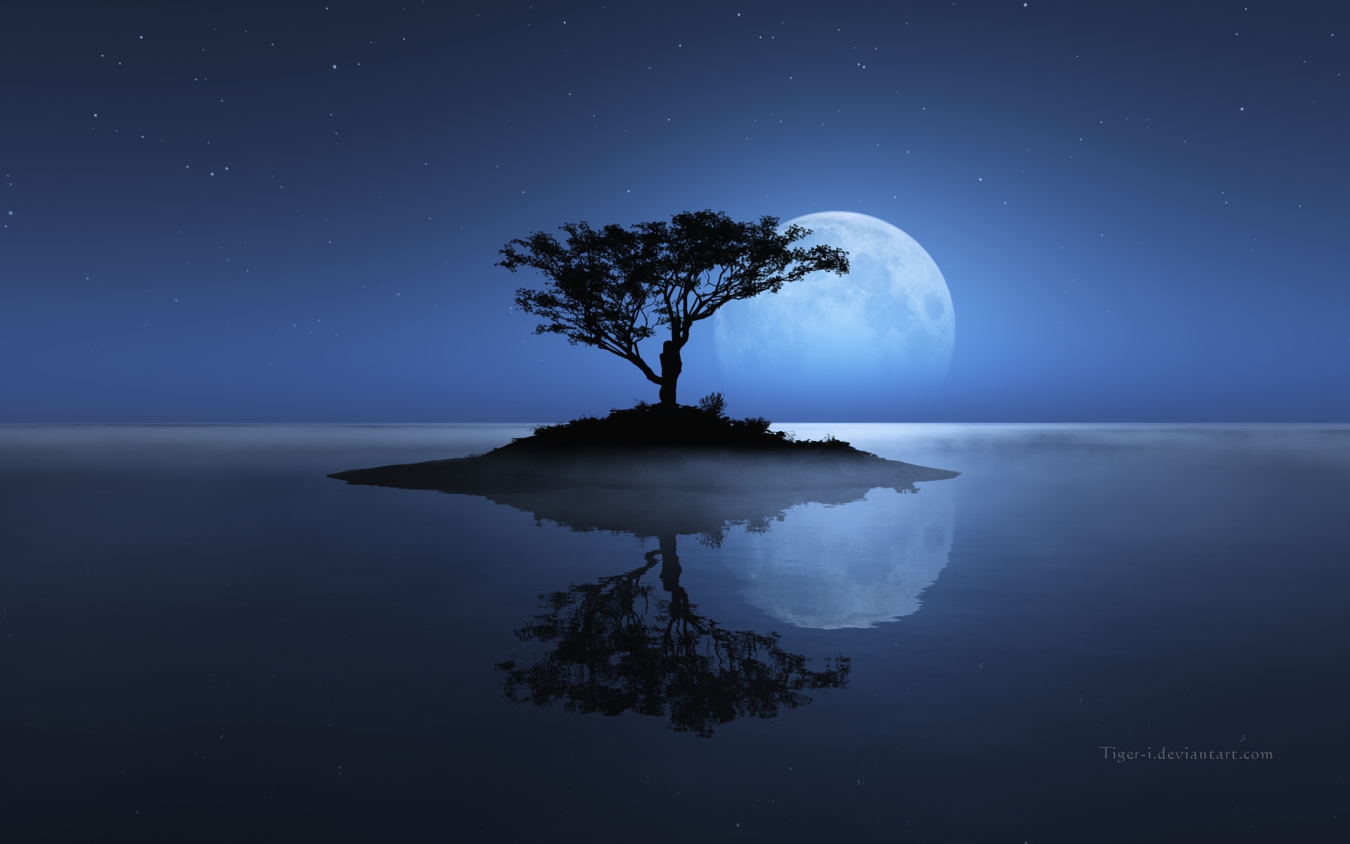 trees wallpapers moon