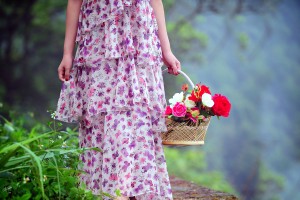 girl flower basket