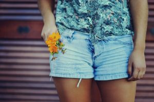 girl shorts flowers photo